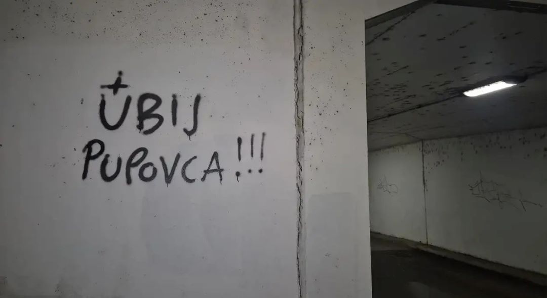 Grafiti sa pozivom na ubistvo Pupovca u Zagrebu