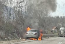 Požar na putu Banjaluka - Mrkonjić Grad, izgorjelo vozilo